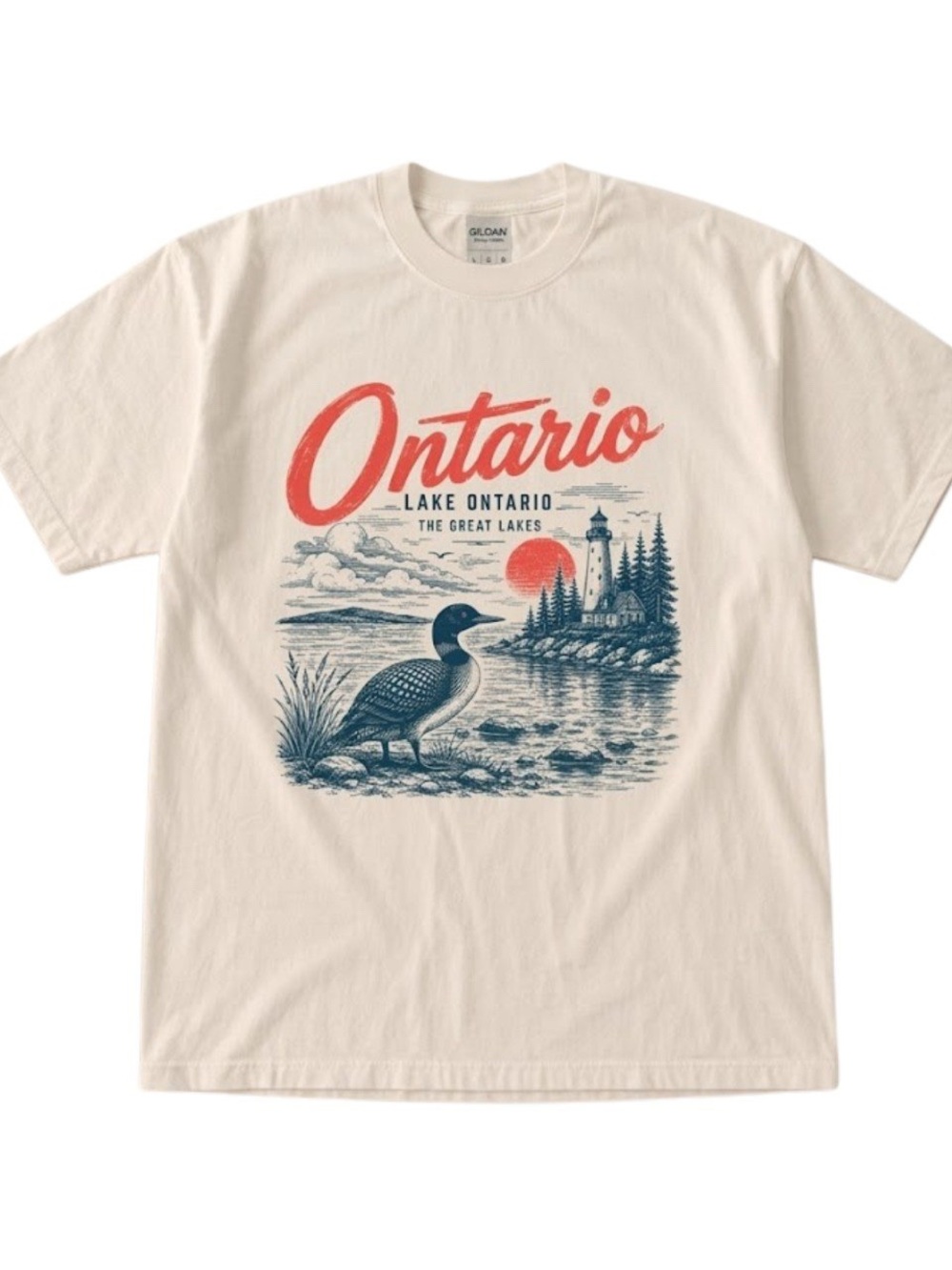 Lake Ontario Graphic Lighthouse Great Lakes Wildlife T-Shirt